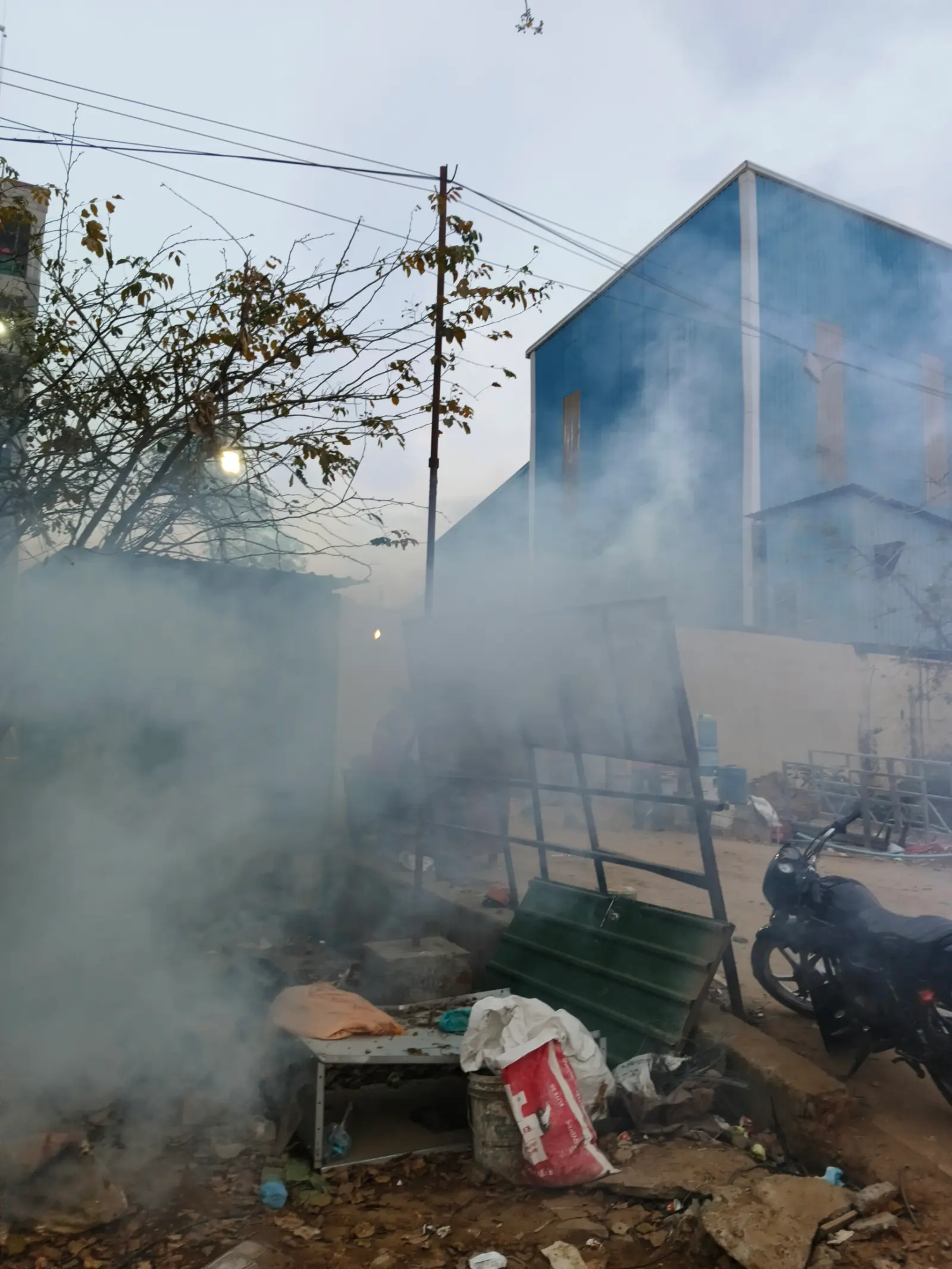 Mosquito fogging carried out along an outdoor street in Jaipur near Masuda, Beawar.