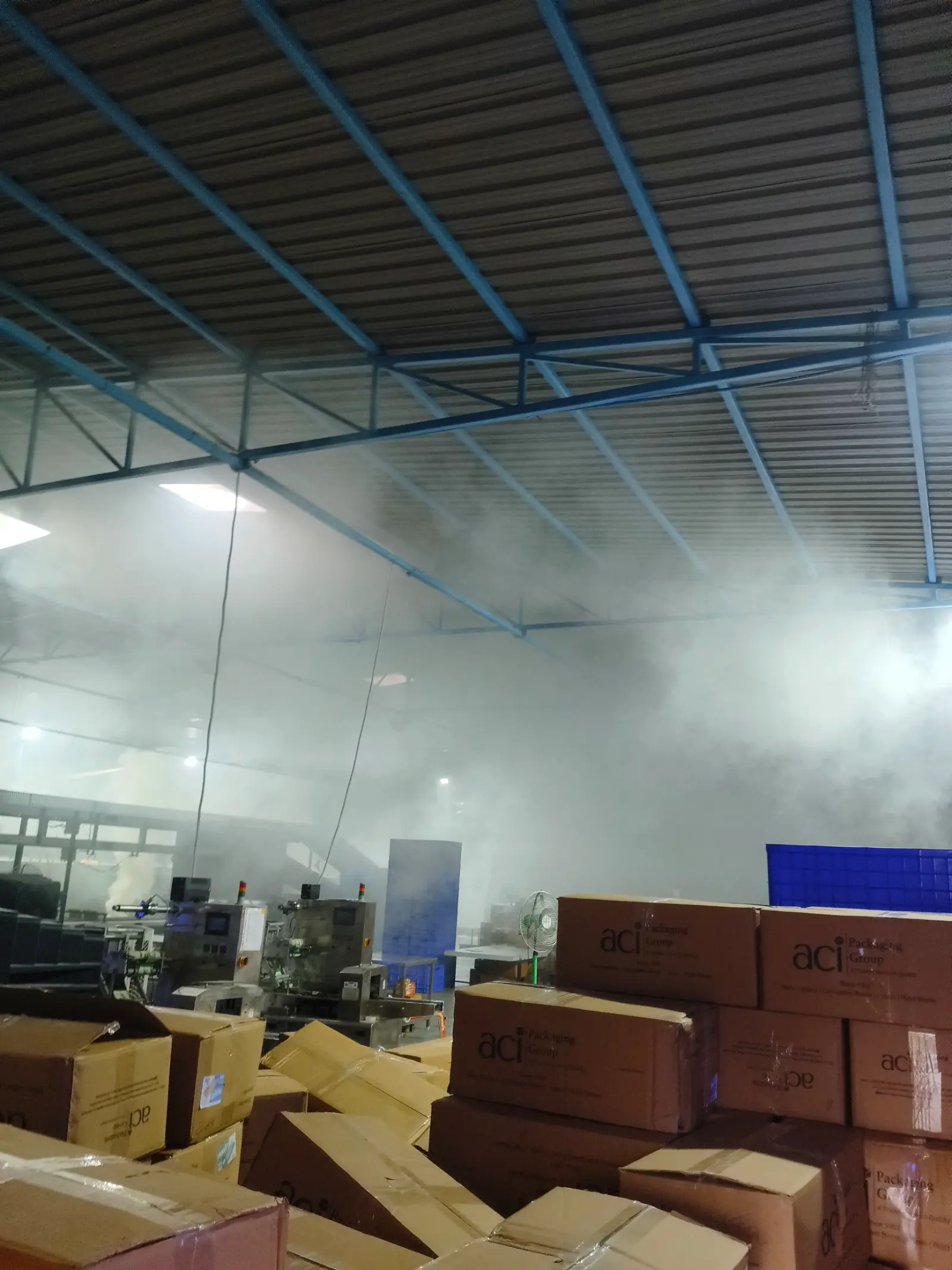 Thermal fogging in a commercial factory service area near Dooni, Tonk.